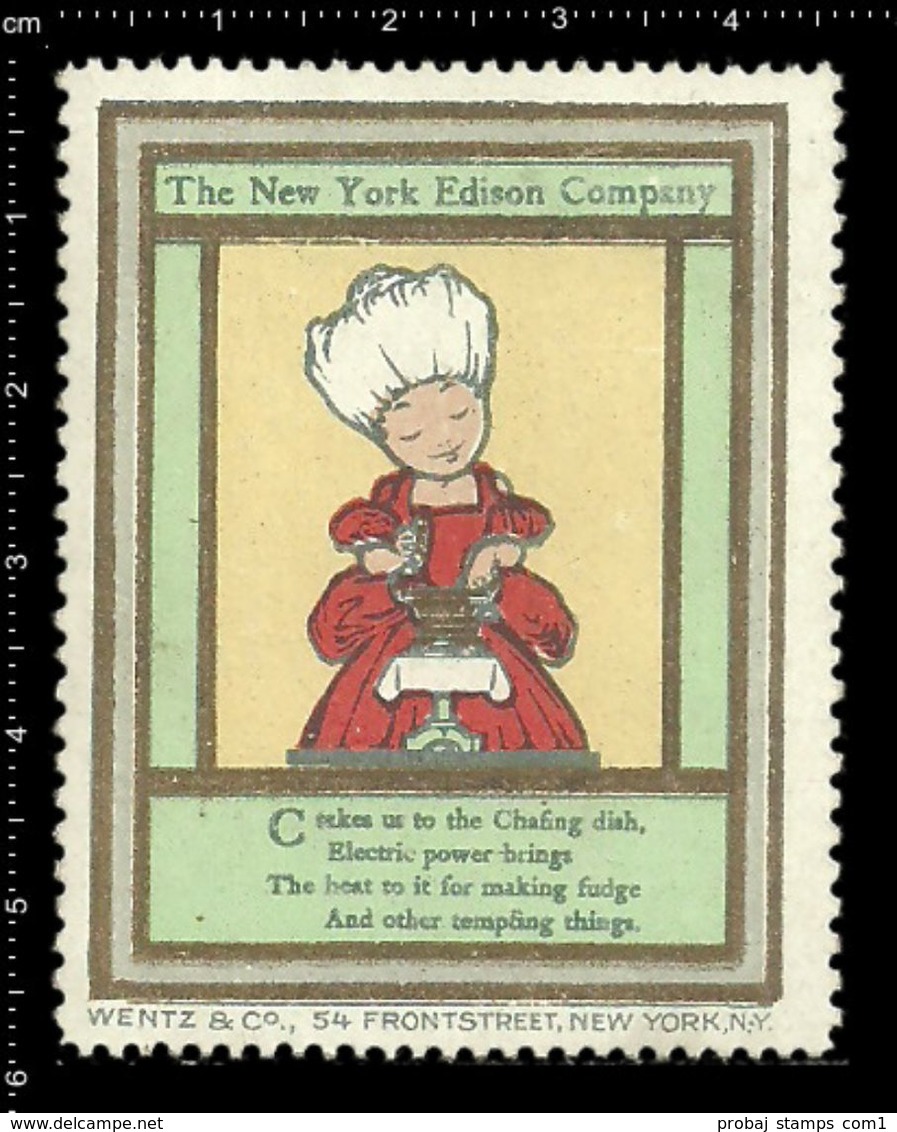 American Poster Stamp, Reklamemarke, Cinderella, The New York Edison Company, Thomas Edison. - Otros & Sin Clasificación