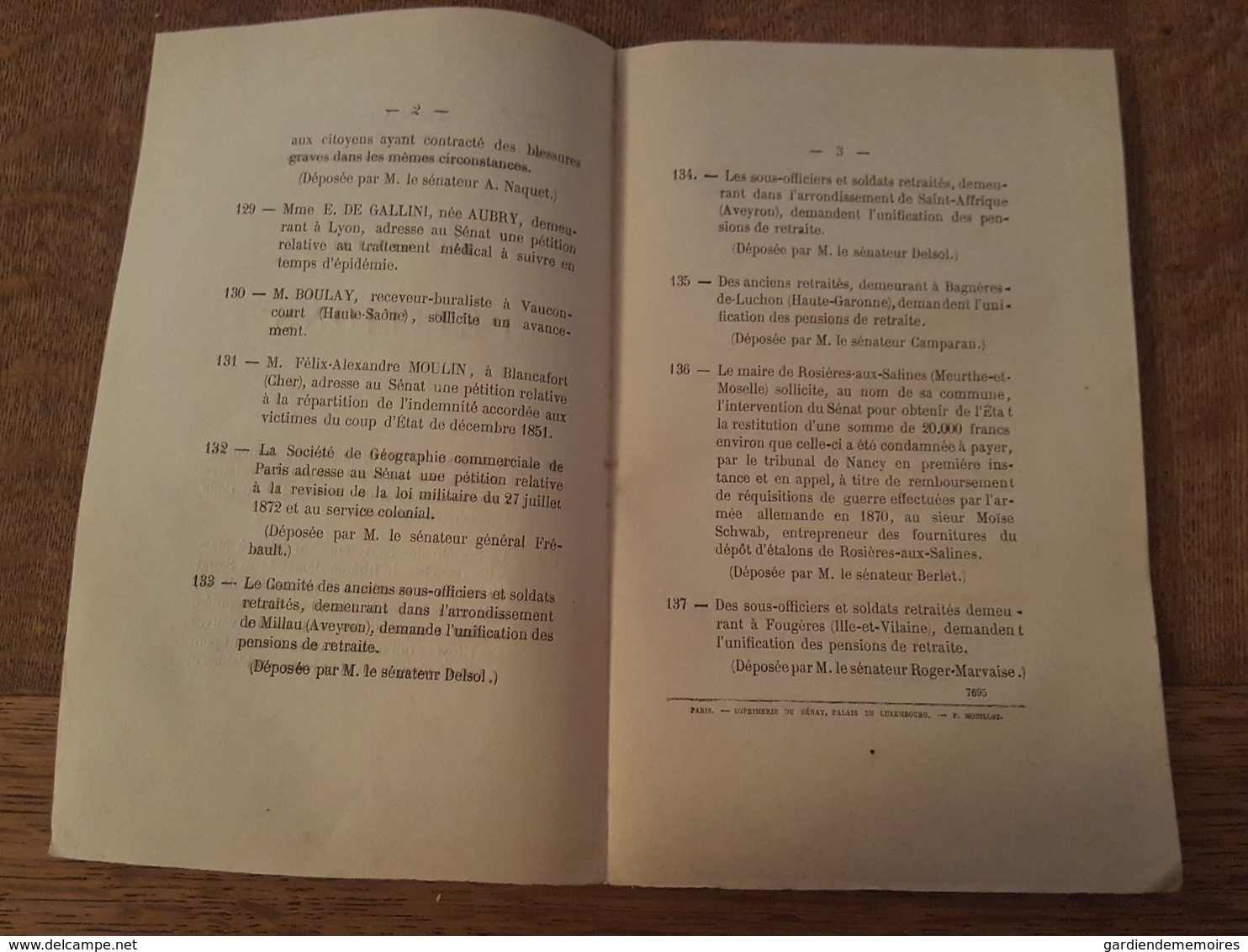 1884 - Role Général Des Pétitions - Paris, Marseille, Lyon, Vauconcourt, Blancafort, Millau, Saint Afrique, Fougeres - Décrets & Lois