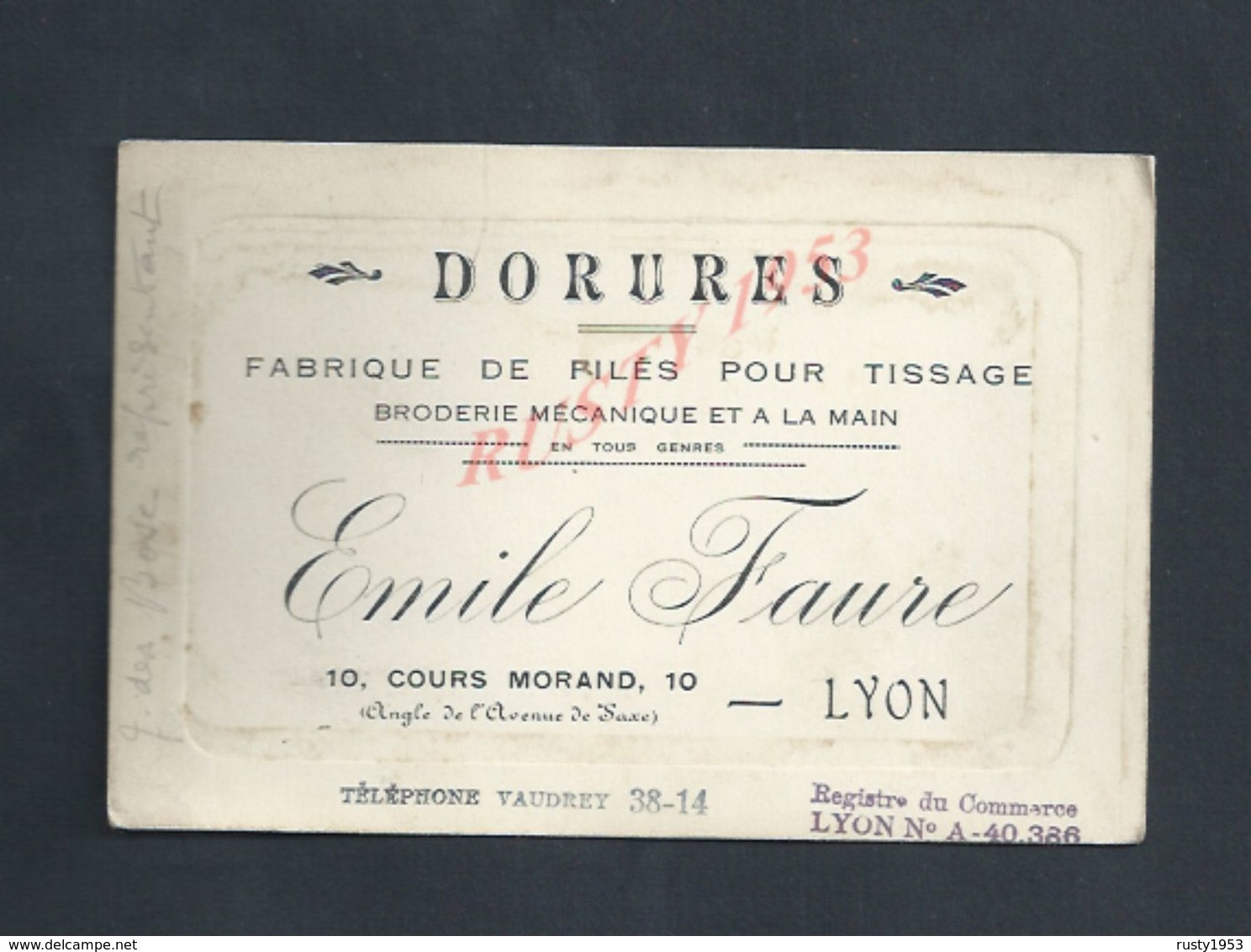 CDV CARTE DE VISITE EMILE FAURE DORURES   À LYON : - Cartes De Visite