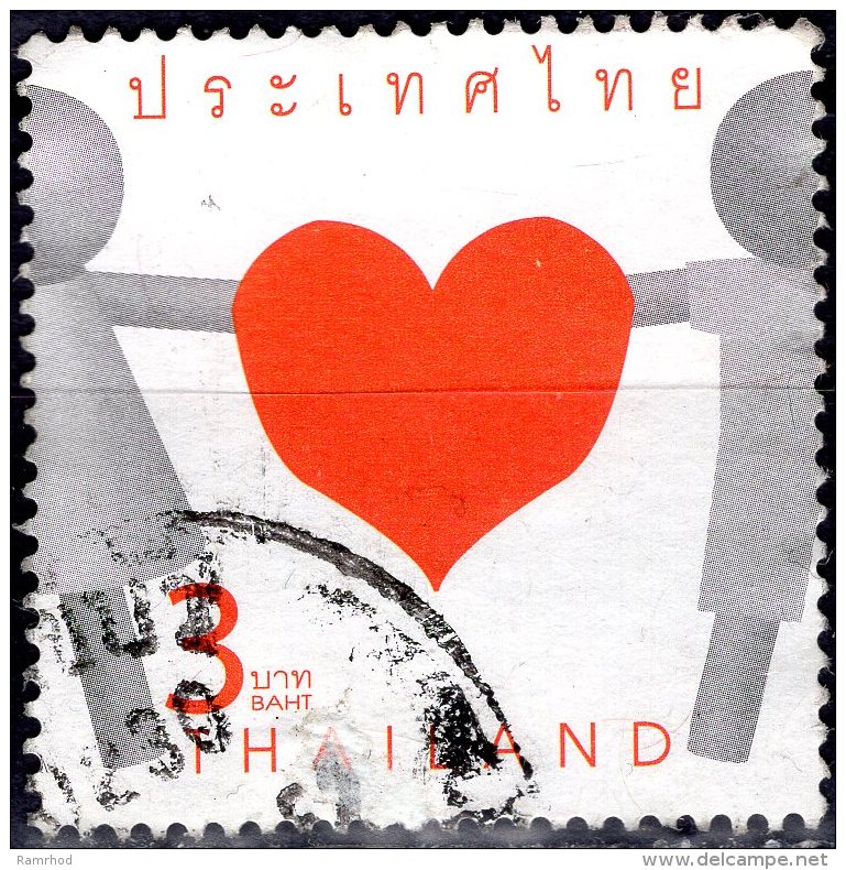 THAILAND 2008  Greeting Stamp. Love - 3b Stylised Figures Holding Heart FU - Thaïlande