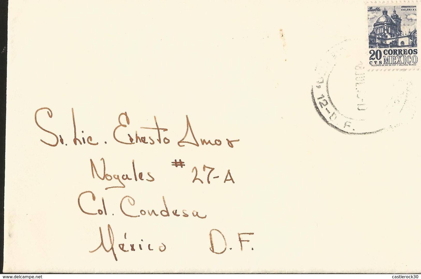 J) 1963 MEXICO, COLONIAL ARCHITECTURE IN PUEBLA, AIRMAIL, CIRCULATED COVER, WITHIN TO MEXICO - Mexico