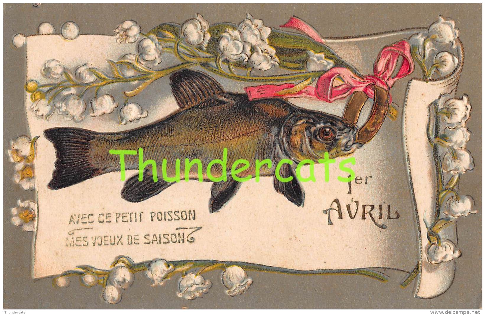 CPA EN RELIEF GAUFREE 1 AVRIL POISSON EMBOSSED APRIL FOOL CARD FISH - 1 April (aprilvis)