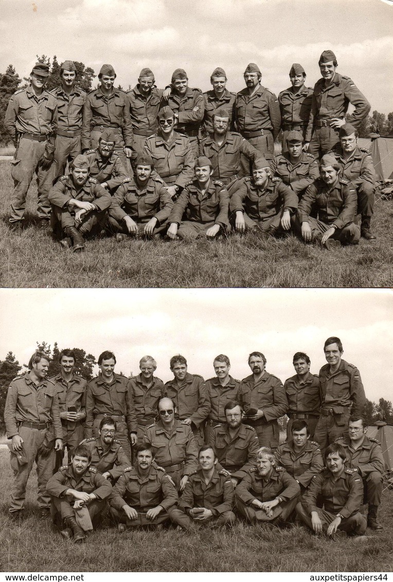 2 Grandes Photos Originales Armée Populaire Nationale De La RDA Avec Ou Sans Calot, Belle équipe De Bidasses - Guerre, Militaire