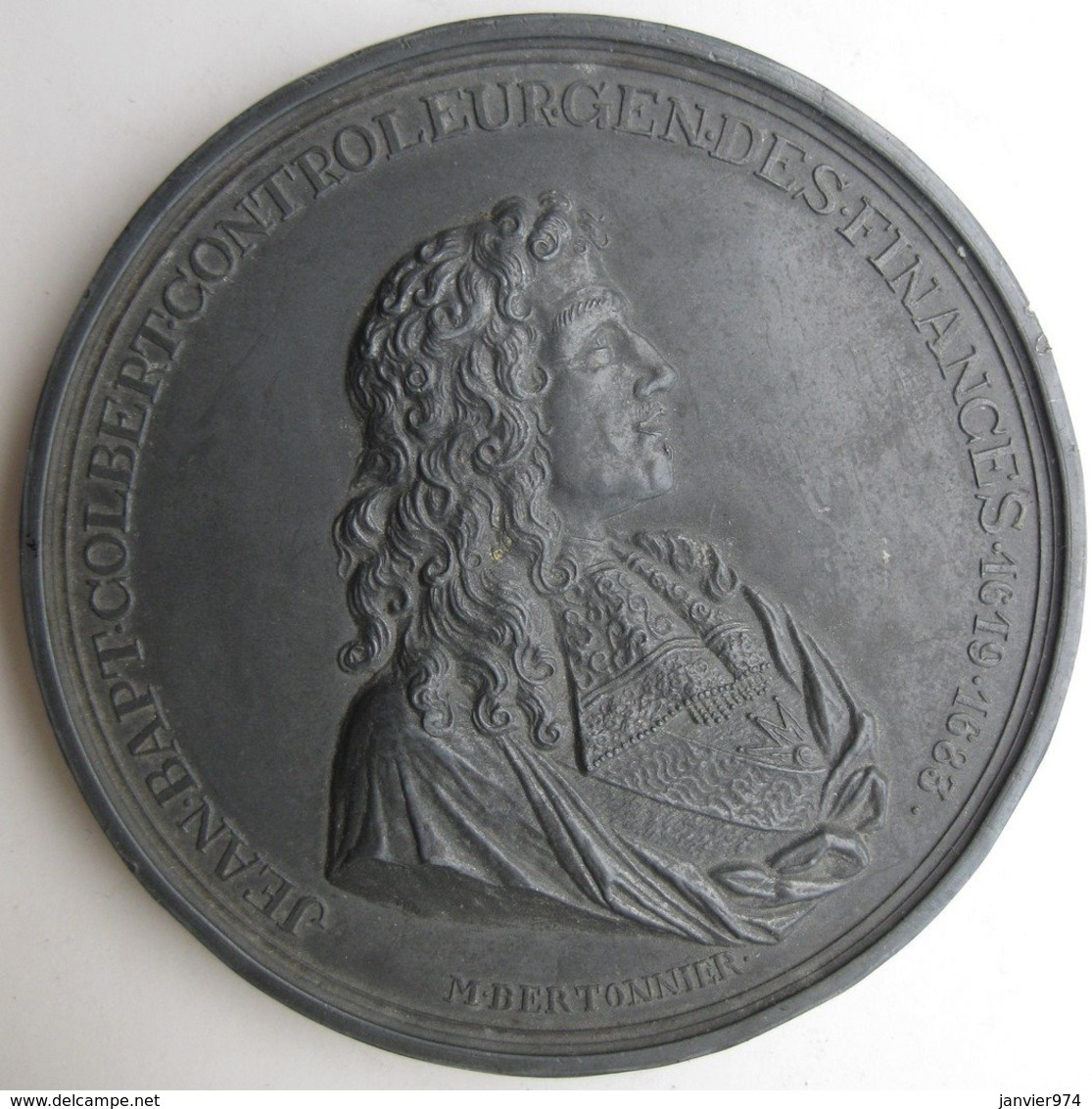 Médaille En étain, Jean Baptiste Colbert Contrôleur Général Des Finances, Par Bertonnier - Autres & Non Classés