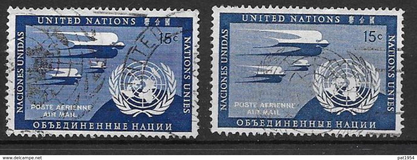 Nations Unies à New York  1951 Poste Aérienne N°3 Et 3a (bleu De Prusse) Oblitérés Cote 275 Euros - Gebruikt