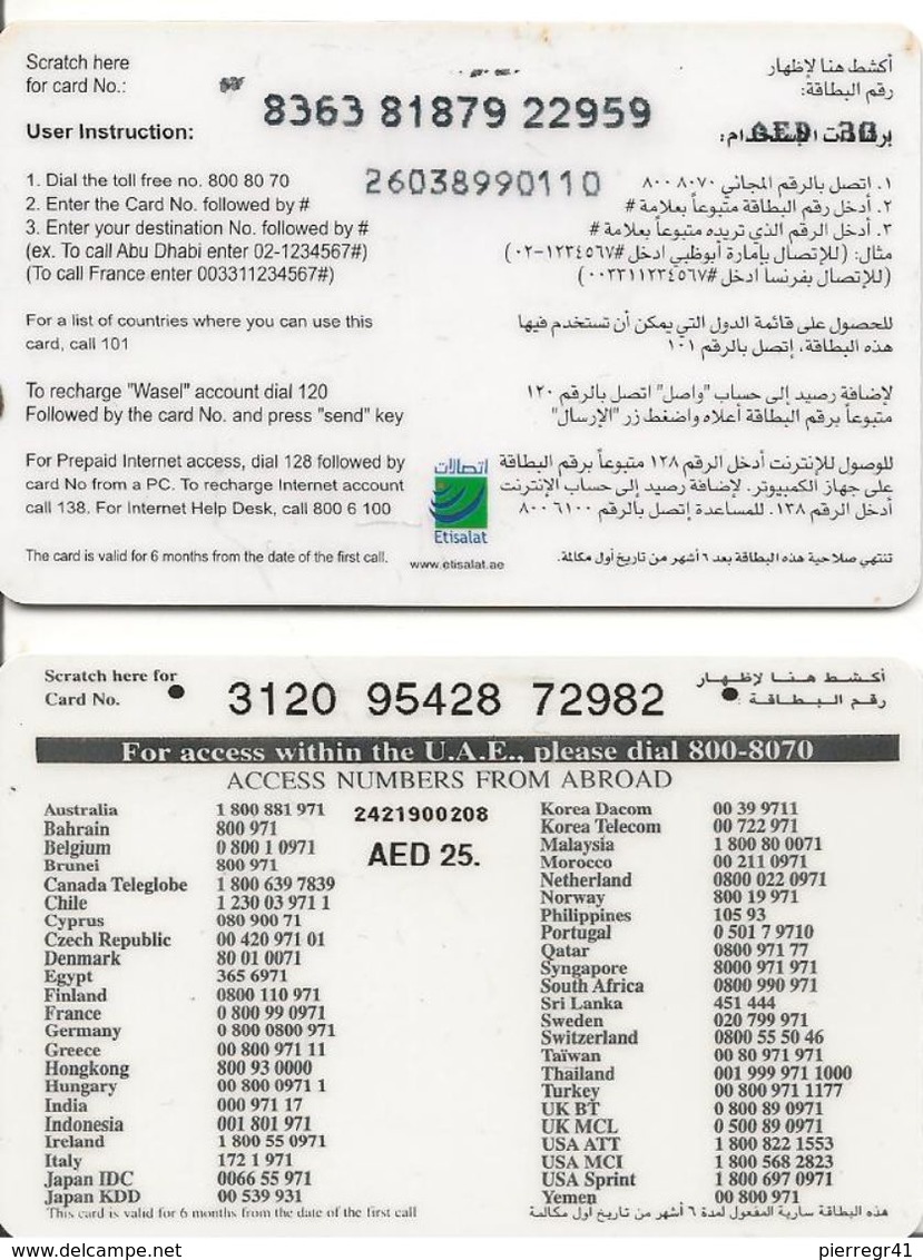 2-CARTE-PREPAYEE-30DHS-EMIRATS-DIVERSES-TBE - Emirats Arabes Unis