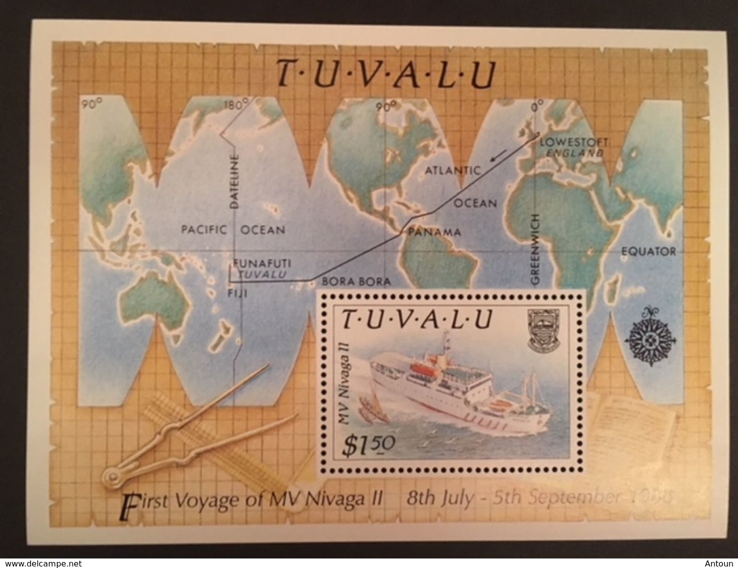 Tuvalu 1989 Maiden Voyage Of M.V. Nvaga 11 1988  S/S - Tuvalu