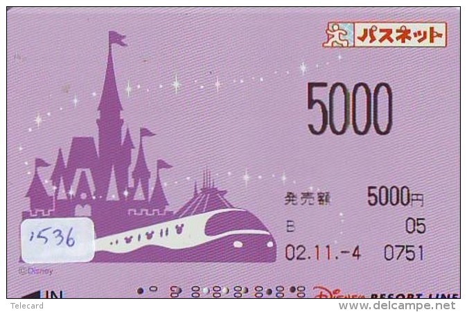 Carte Prépayée Japon  (1536)  DISNEY * RESORT LINE * TRAIN * 5000 *   JAPAN PREPAID CARD - Disney