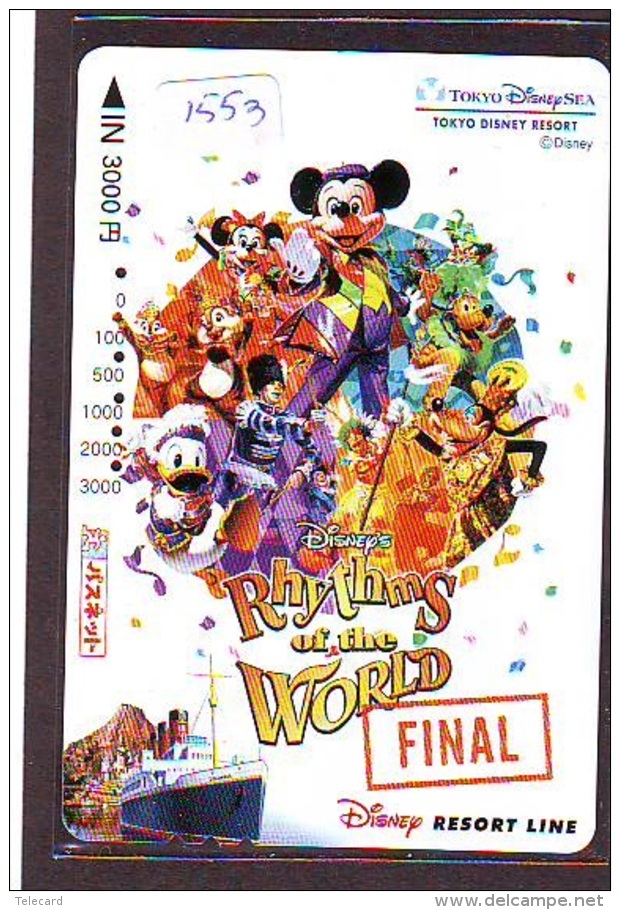 Carte Prépayée Japon  (1553)  DISNEY TOKYO DISNEYSEA  * RHYTHMS OF TEH WORLD *  JAPAN PREPAID CARD - Disney