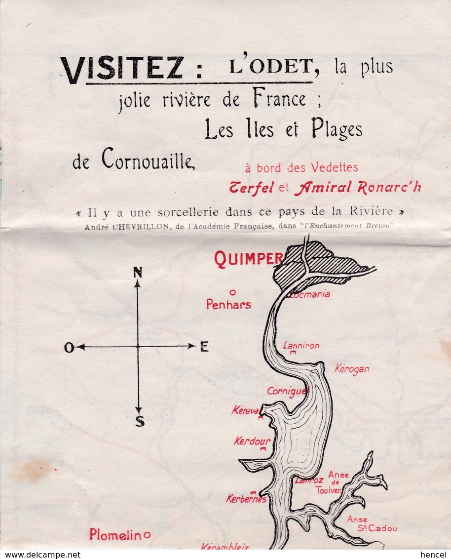 Carte De La Cornouaille Touristique (40 Cm / 32 Cm) - Quimper - Douarnenez - Audierne - Plougastel-Daoulas - Pont-Aven - Geographical Maps