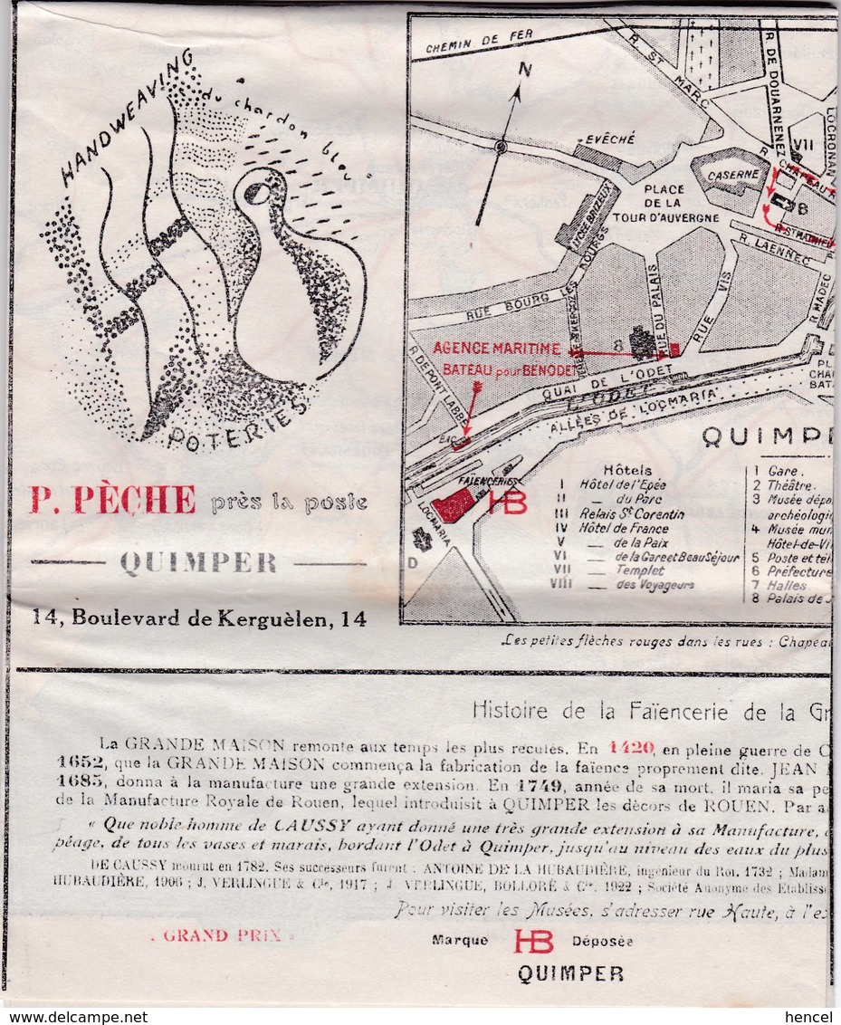 Carte de la Cornouaille Touristique (40 cm / 32 cm) - Quimper - Douarnenez - Audierne - Plougastel-Daoulas - Pont-Aven