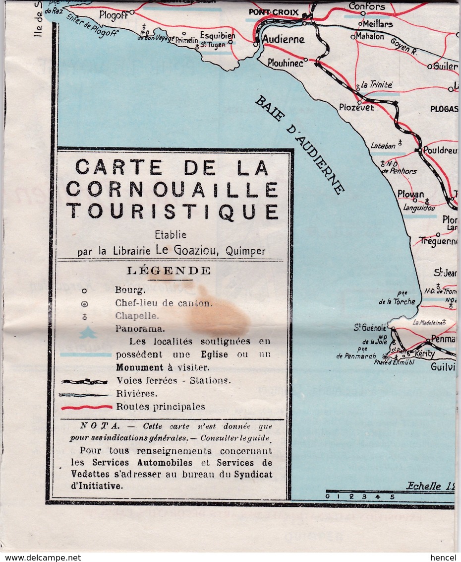 Carte de la Cornouaille Touristique (40 cm / 32 cm) - Quimper - Douarnenez - Audierne - Plougastel-Daoulas - Pont-Aven