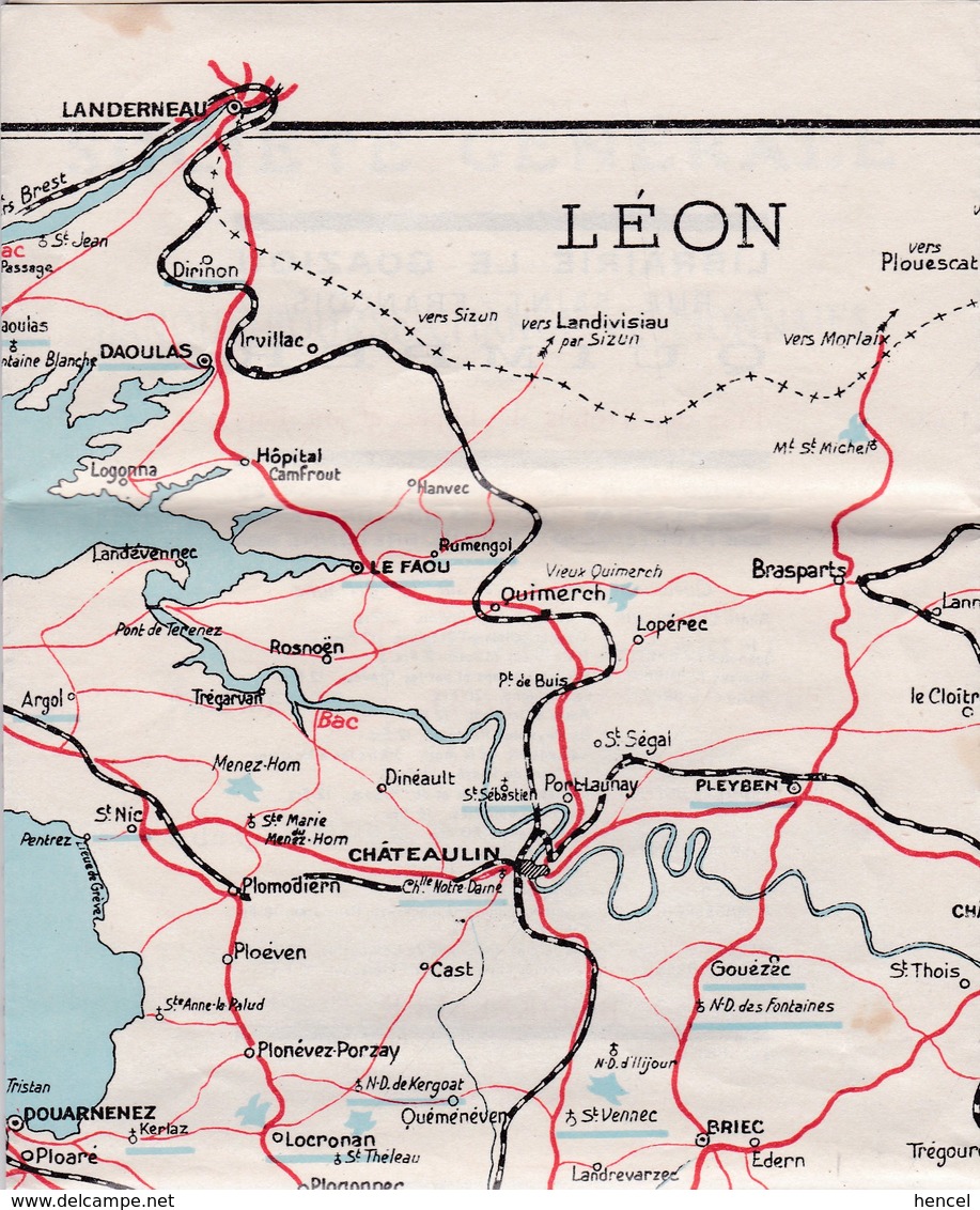 Carte de la Cornouaille Touristique (40 cm / 32 cm) - Quimper - Douarnenez - Audierne - Plougastel-Daoulas - Pont-Aven