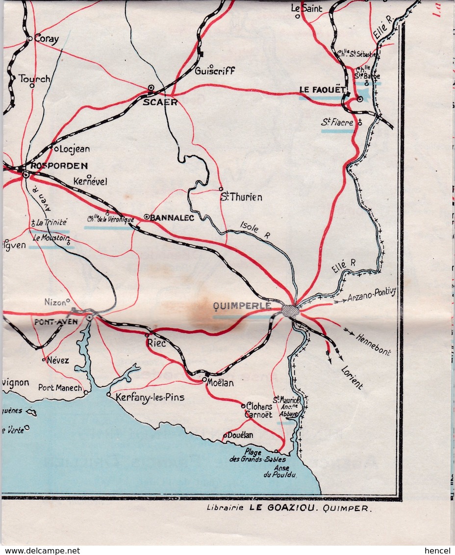 Carte de la Cornouaille Touristique (40 cm / 32 cm) - Quimper - Douarnenez - Audierne - Plougastel-Daoulas - Pont-Aven