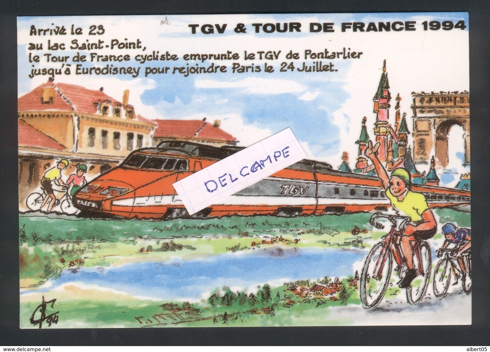 TGV Et Tour De France 1994 - Carte Dessin - Pontarlier