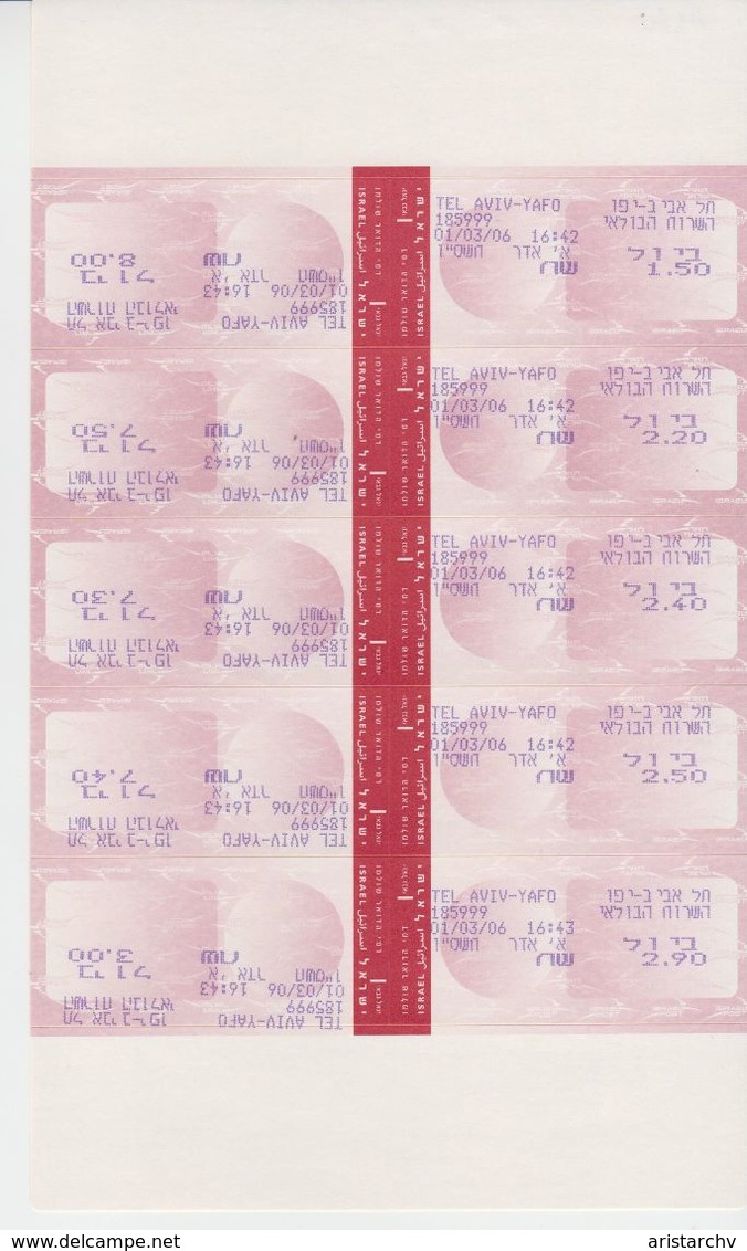 ISRAEL 2006 MASSAD ATM TEL AVIV YAFO RED TYPE SHEETLET - Franking Labels