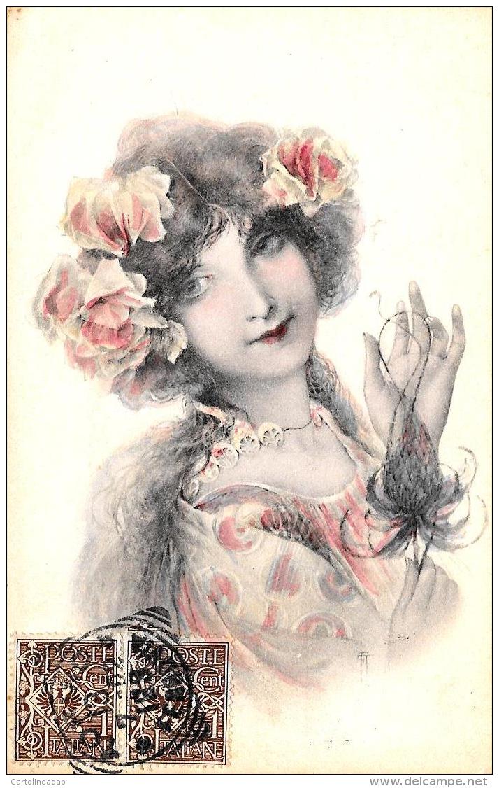 [DC11546] CPA - DONNA CON FIORI - PERFETTA - Viaggiata 1902 - Old Postcard - Non Classificati