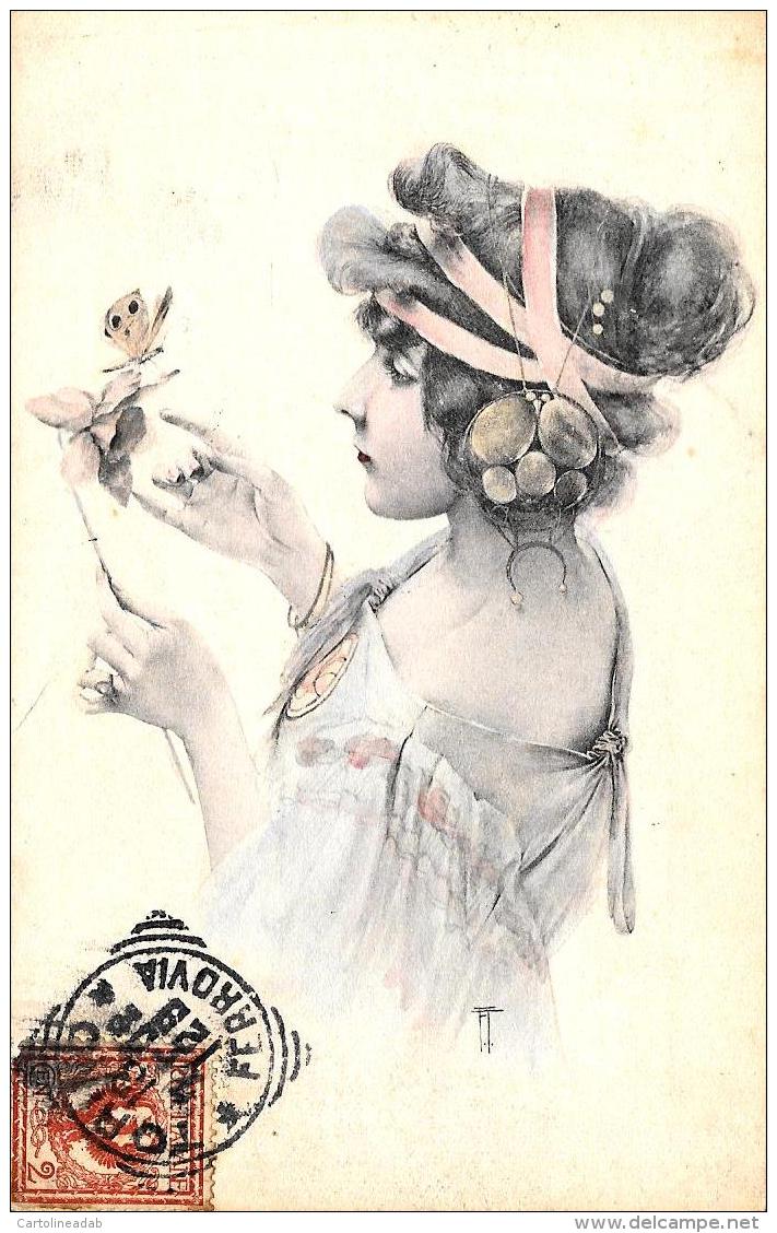 [DC11549] CPA - DONNA CON FARFALLA - PERFETTA - Viaggiata 1902 - Old Postcard - Non Classificati