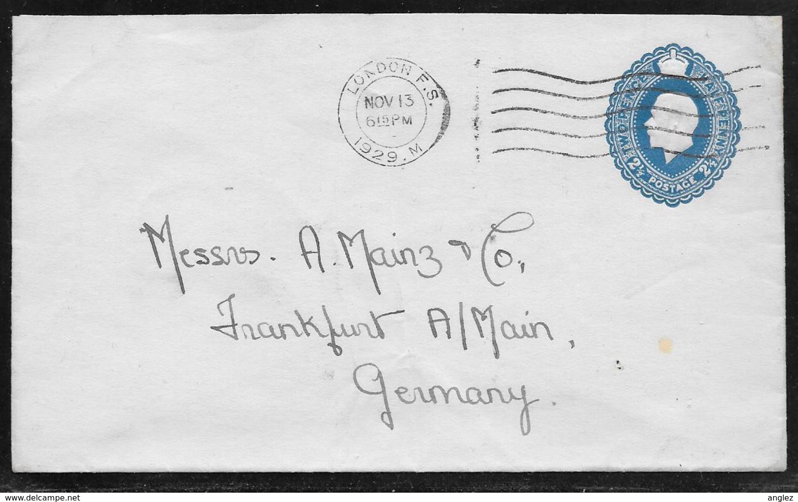 Great Britain - 2 1/2d Overseas Stationery Envelope - Used To Germany 1929 - Luftpost & Aerogramme