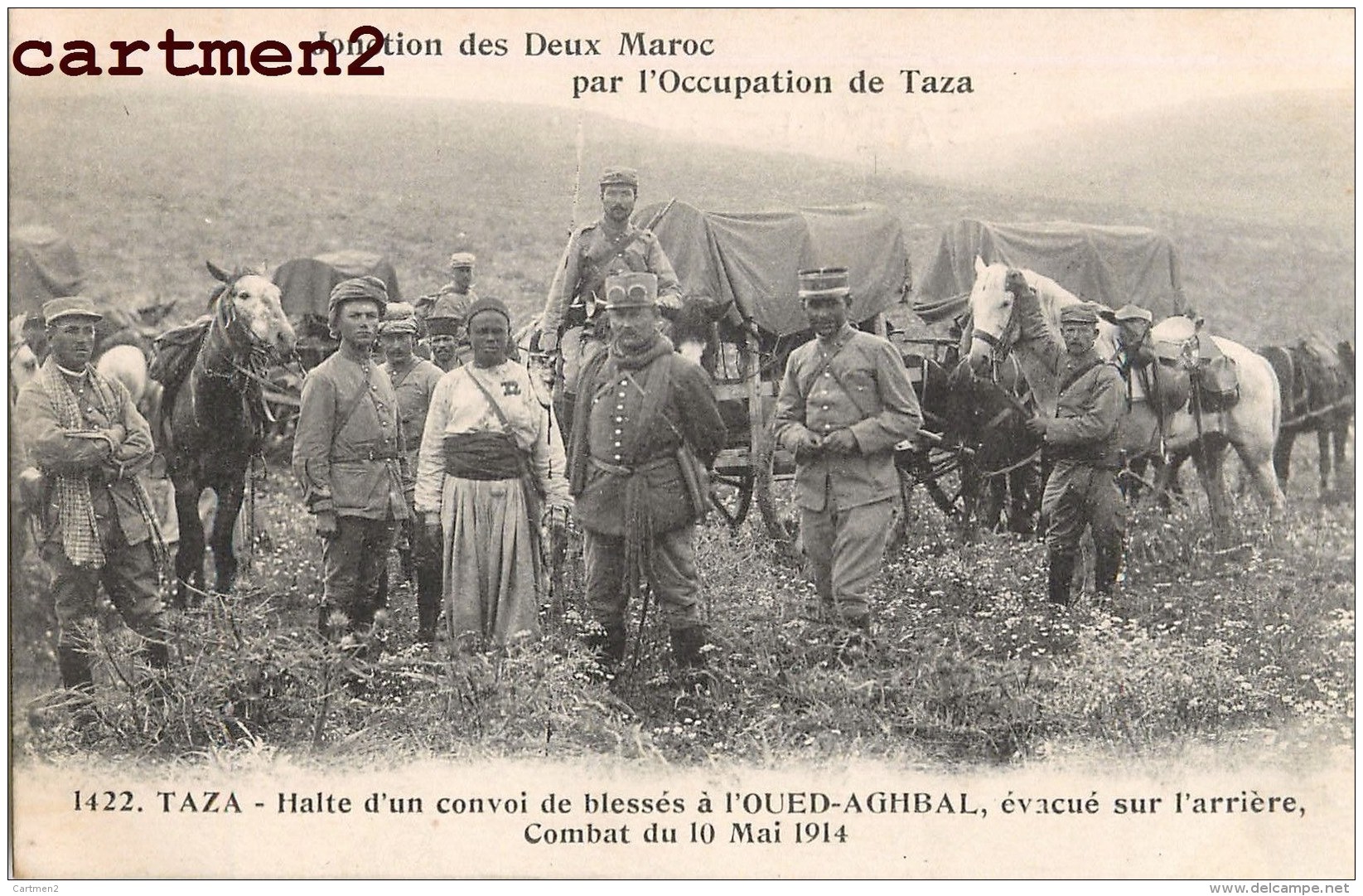 JONCTION DES DEUX MAROC OCCUPATION DE TAZA LEGION ETRANGERE CONVOI BLESSES OUED-AGHBAL AMBULANCE LEGIONNAIRE GUERRE RIF - Autres & Non Classés