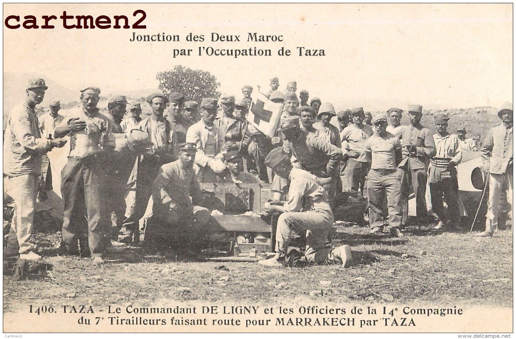 JONCTION DES DEUX MAROC OCCUPATION DE TAZA  COMANDANT DE LIGNY 14eme COMPAGNIE 7e TIRAILLEURS AMBULANCIER MEDECIN - Guerre 1914-18