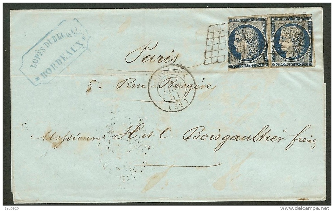 Lettre Avec N°4-Cachet De Bordeaux Gironde - 1849-1876: Classic Period