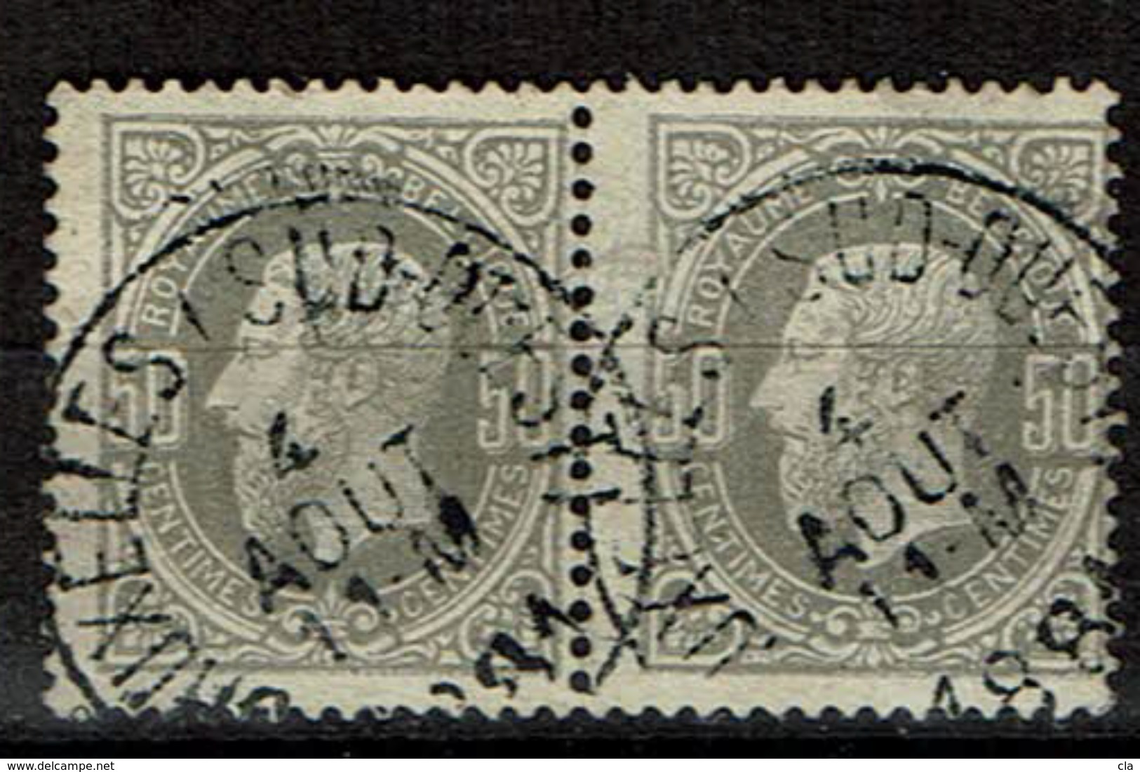 35 Paire  Obl BXL (Sud-Ouest)  (+8) - 1869-1883 Léopold II