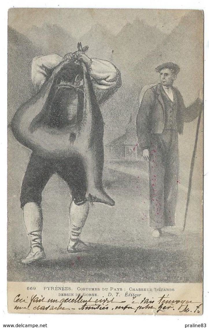 CPA Précurseur - PYRENEES, COSTUMES DU PAYS, CHASSEURS D' IZARDS - Dessin De Gorce - Circulé 1903 - Voir Tampon - Autres & Non Classés