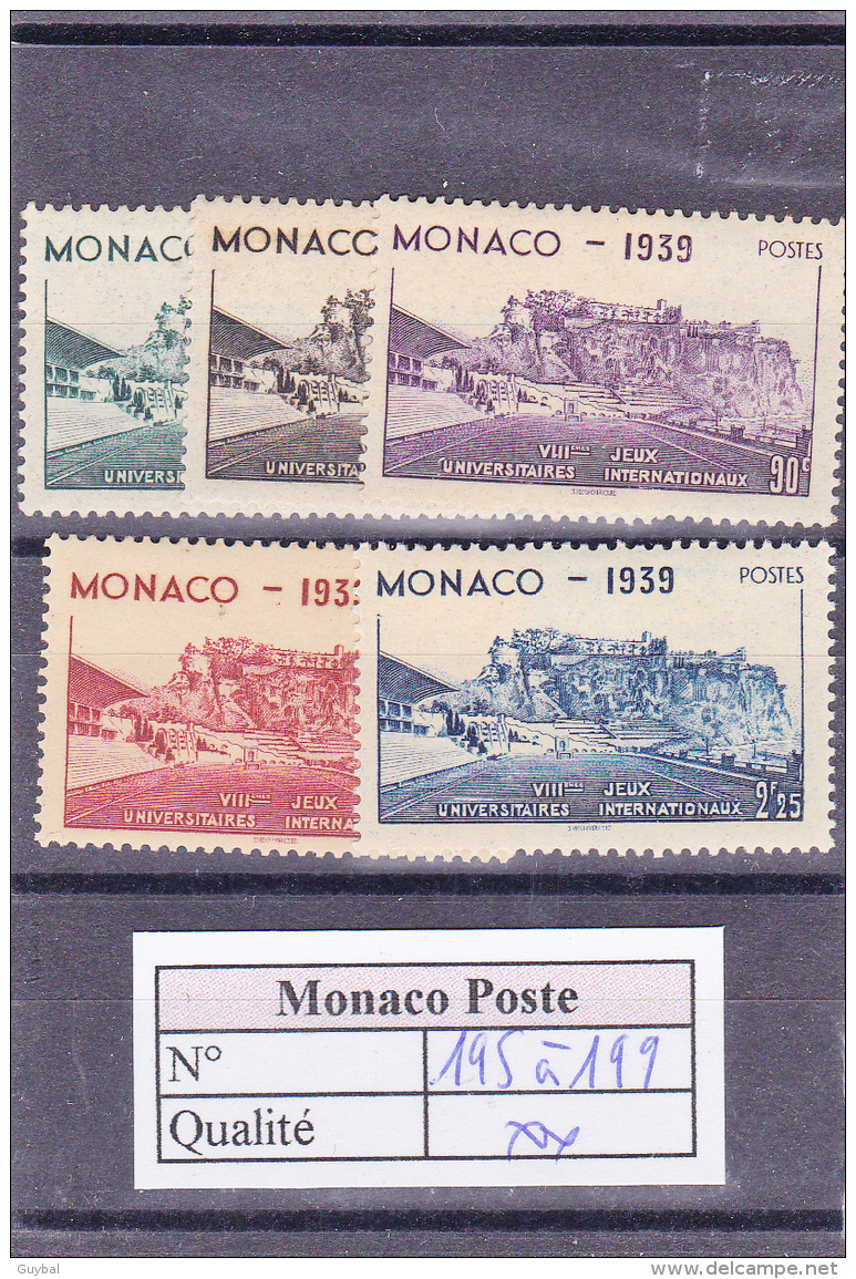 Monaco - N°195 à 199 ** - Neufs