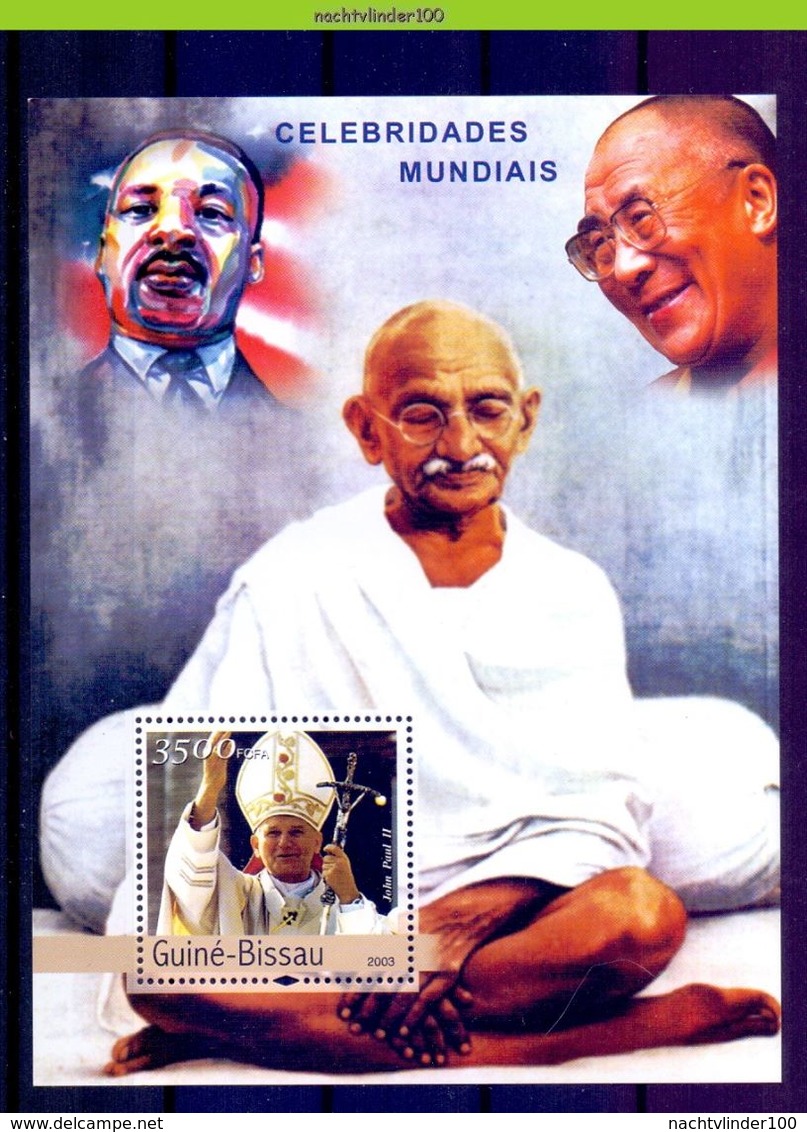 Nep065 BEROEMDE PERSONEN PAUS  GANDHI DALAI LAMA POPE FAMOUS PEOPLE GUINÉ-BISSAU 2003 PF/MNH - Mahatma Gandhi