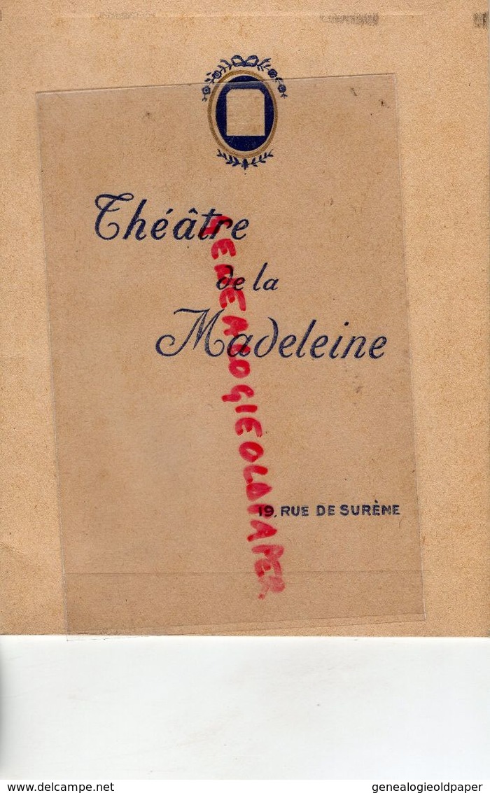 75- PARIS- PROGRAMME THEATRE DE LA MADELEINE- 19 RUE SURENE- BRULE TREBOR-L' HOMME A L' HISPANO-HARRY BAUR-FERNAND FABRE - Programme