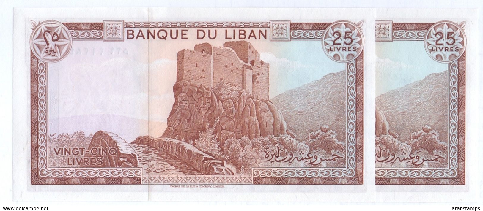 1983 Lebanon 25 Livre Lot 2 PCS Serial Numbers UNC  (Shipping Is $ 5.55) - Lebanon