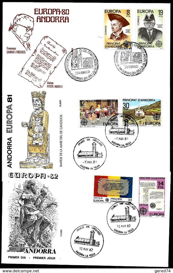 Europa 1980/81/82 : ANDORRA Principat  3 X FDC 1er Jour - Sammlungen