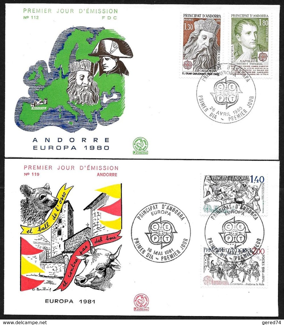 Europa 1980/81 : ANDORRE  2 X FDC 1er Jour - Collections