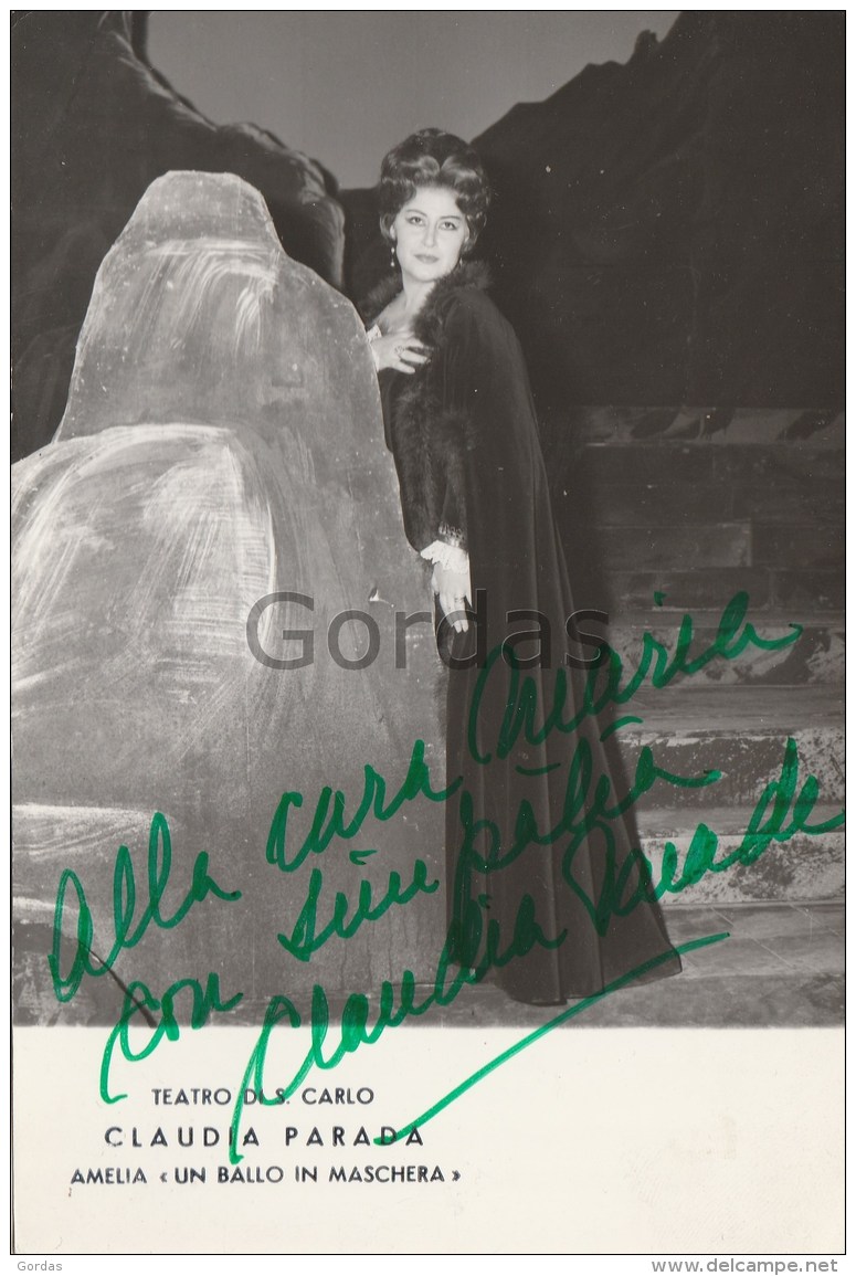 Chile - Claudia Parada - Soprano - Napoli - Taetro Di San Carlo - Original Autograph - Photo 120x180mm - Signiert