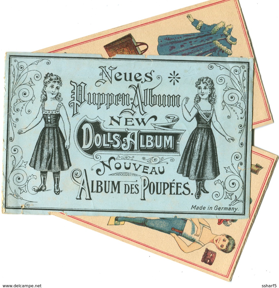 1890'es Vintage PAPER DOLL ALBUM 5 Sheet Puppen-Abum Poupées En Carton Papier 12 X 18,5 Cm - Otros & Sin Clasificación