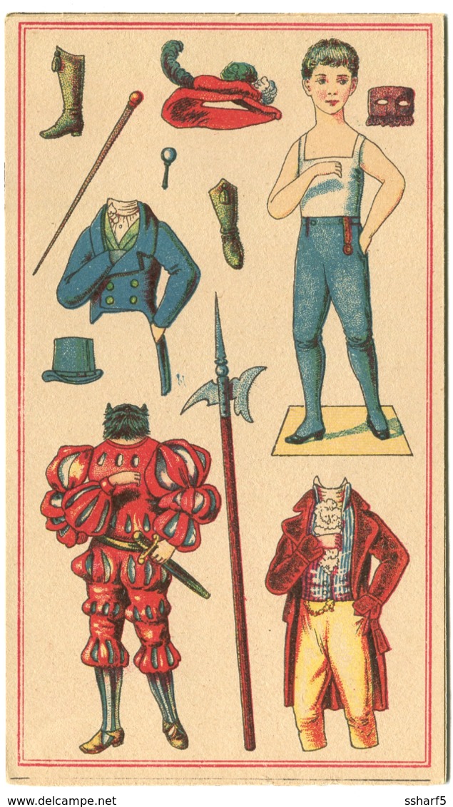 1890'es Vintage PAPER DOLL ALBUM 5 Sheet Puppen-Abum Poupées En Carton Papier 12 X 18,5 Cm - Other & Unclassified