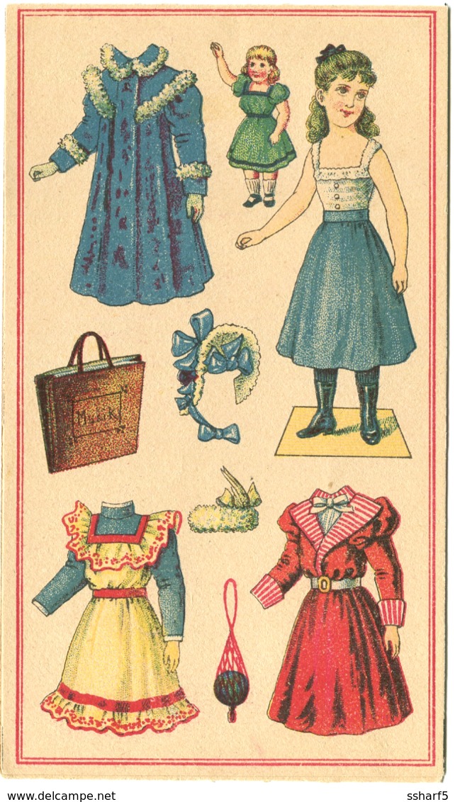 1890'es Vintage PAPER DOLL ALBUM 5 Sheet Puppen-Abum Poupées En Carton Papier 12 X 18,5 Cm - Other & Unclassified