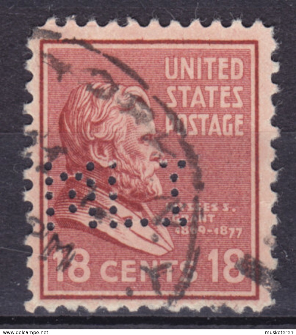 United States Perfin Perforé Lochung 'MLI' 18c. Ulysses S. Grant (2 Scans) - Zähnungen (Perfins)