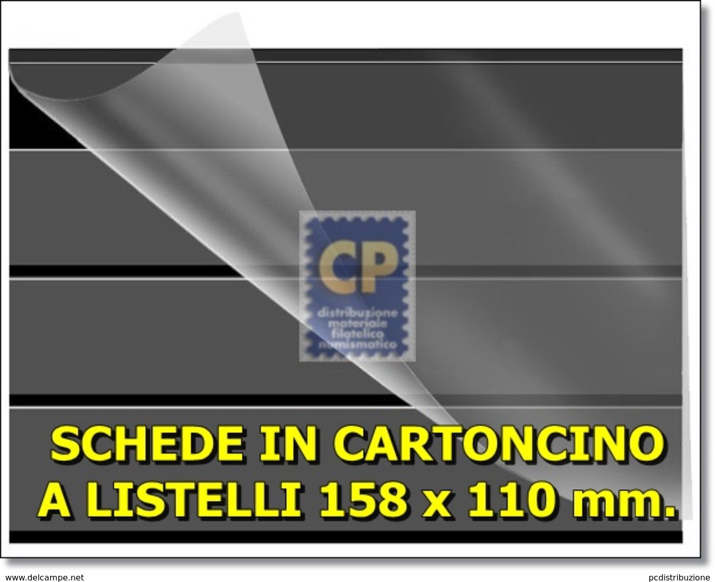 SCHEDE CARTONCINO FONDO NERO CON PROTEZIONE A 3 LISTELLI FORMATO 158 X 110 Mm. - VENDITA DA 100 PEZZI - Cartes De Classement