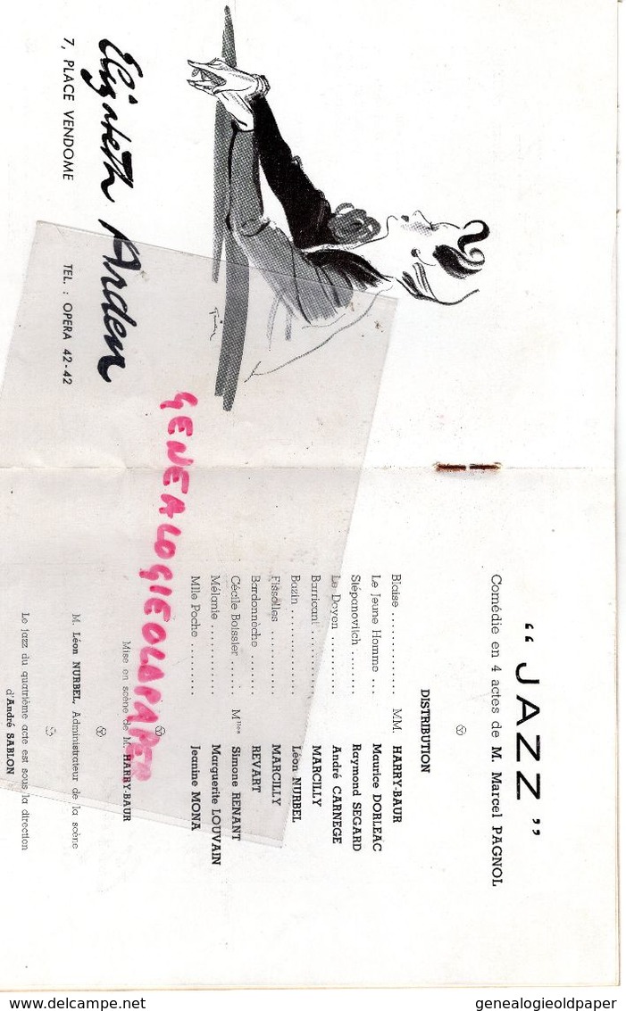 75- PARIS- PROGRAMME THEATRE DU GYMNASE 1940-1941-JAZZ MARCEL PAGNOL-PAULE ROLLE-HARRY BAUR-MAURICE DORLEAC-RENAN SIMONE - Programmes