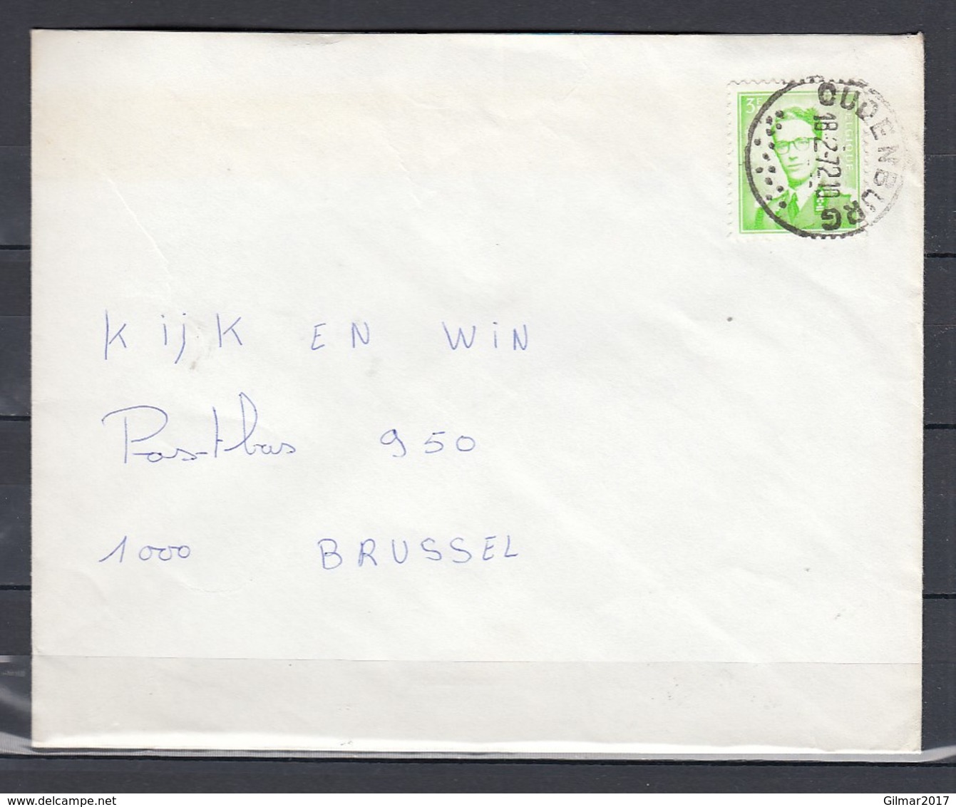 Brief Met Stempel Oudenburg Naar Brussel - 1953-1972 Lunettes