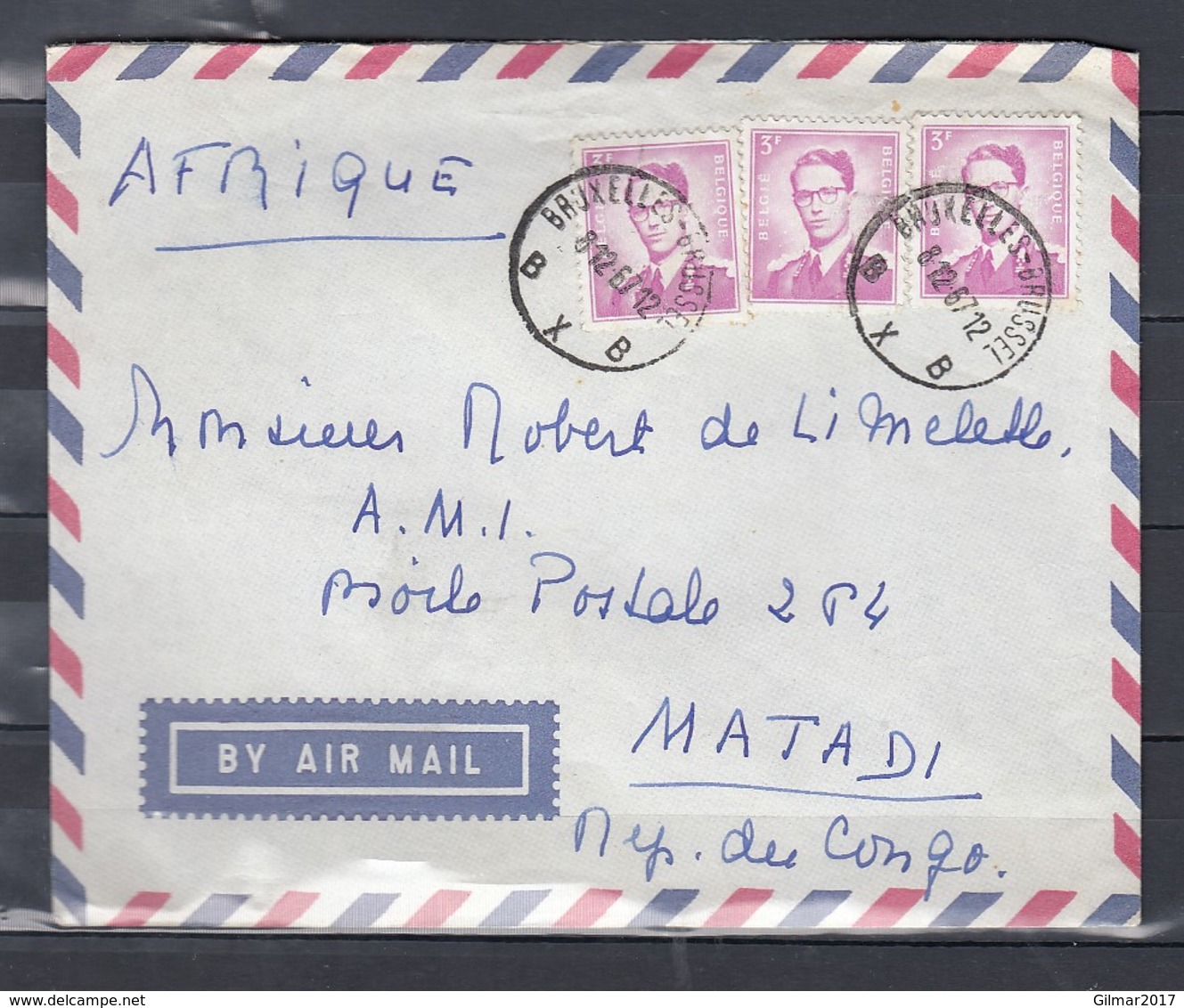 Brief Met Stempel Bruxelles-Brussel BXB Naar Matadi Afrika - 1953-1972 Lunettes