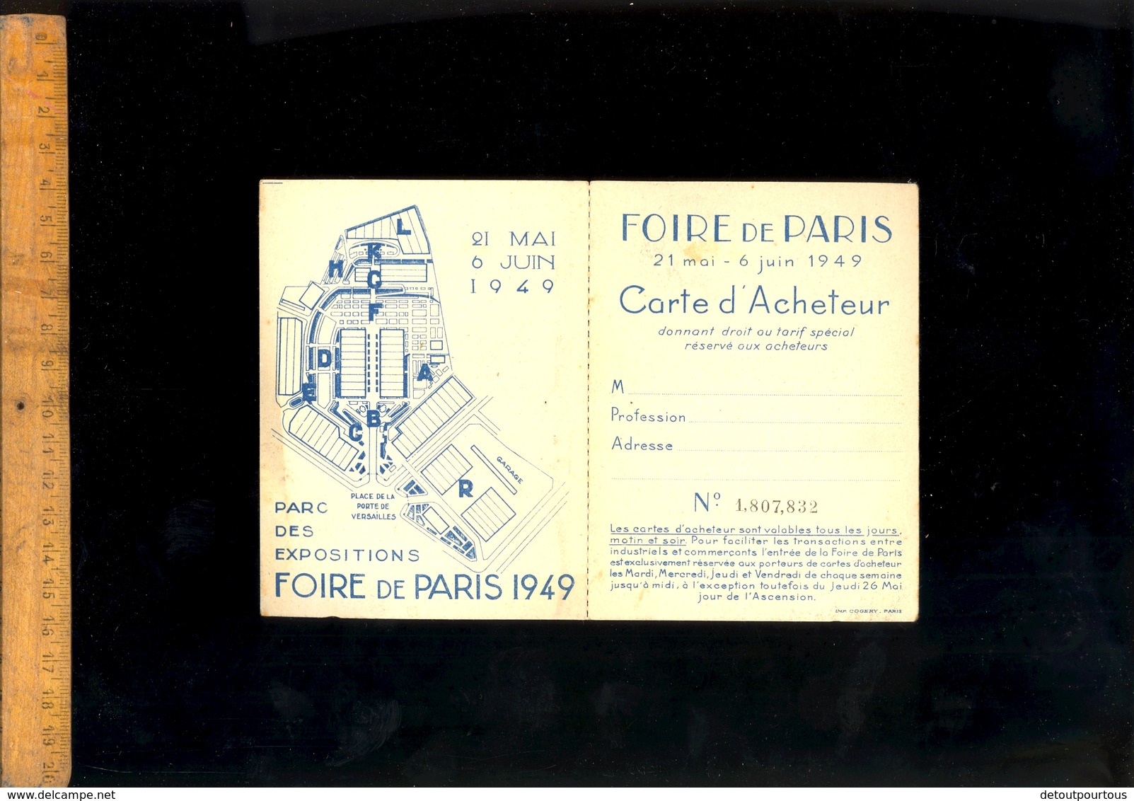 Carte D'Acheteur à La FOIRE DE PARIS 1949 Invitation Des Chaudières Louis RAMBAUD 118 Rue Martre à CLICHY - Other & Unclassified