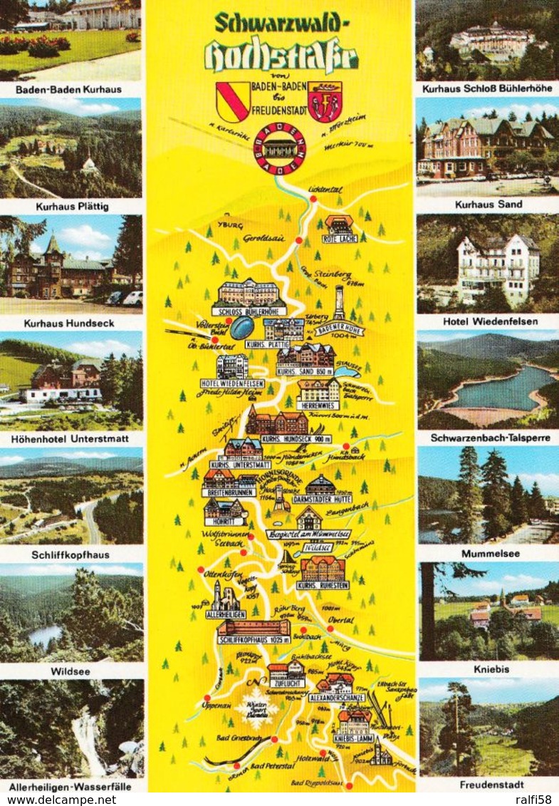 1 MAP Of Germany * 1 Ansichtskarte Mit Der Landkarte - Schwarzwald Hochstraße - Landkarten