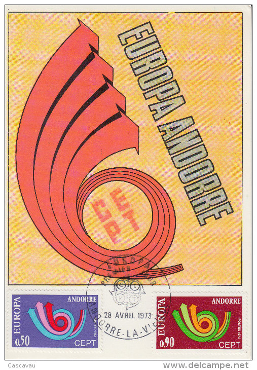 Carte  Maximum  1er  Jour   ANDORRE   Paire   EUROPA    1973 - Maximumkaarten