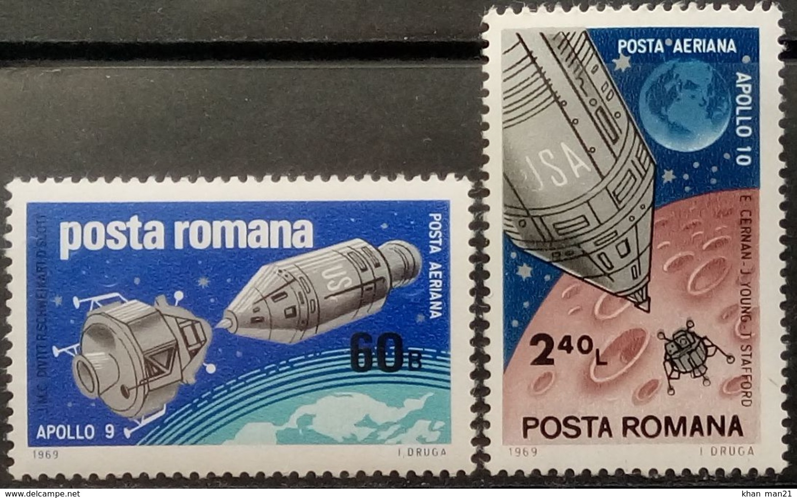 Romania, 1969, Mi. 2779-80, Sc. C173-74, SG 3647-48, Apollo 9, 10 Moon Flights, Space, MNH - Europe