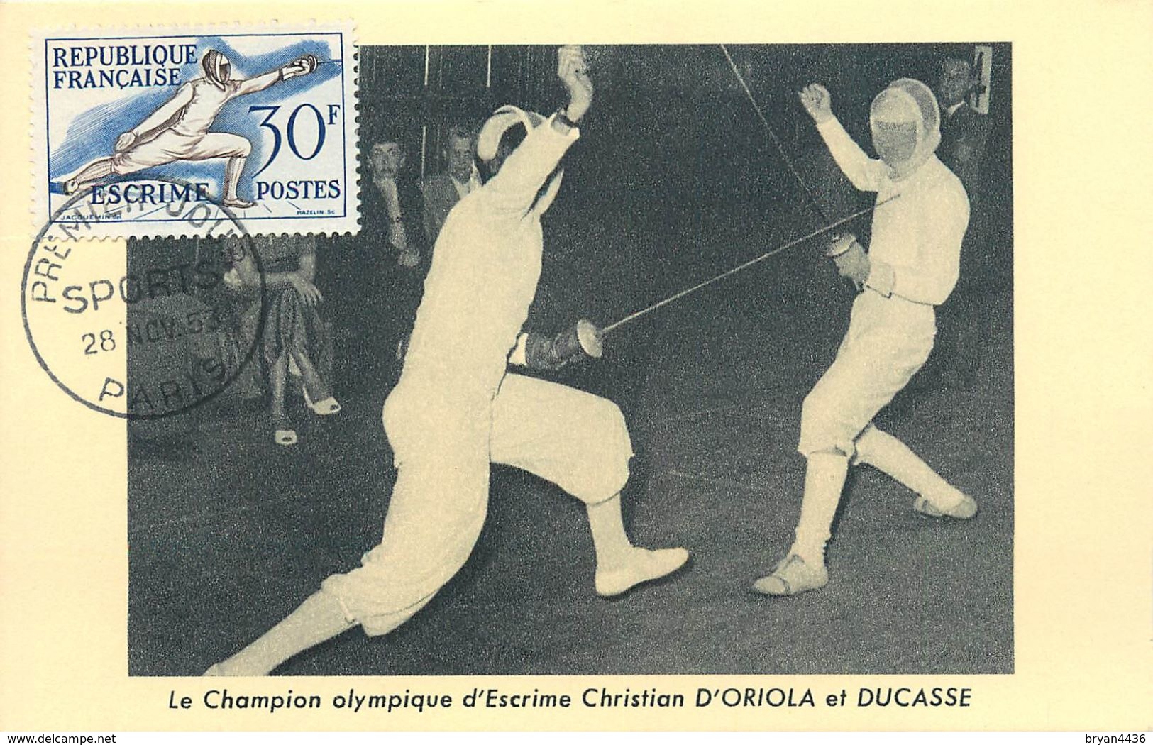 ESCRIME - CHRISTAIN D'ORIOLA CHAMPION OLYMPIQUE D' ESCRIME & DUCASSE - CPA MAXIMUM - 1953. - Fencing