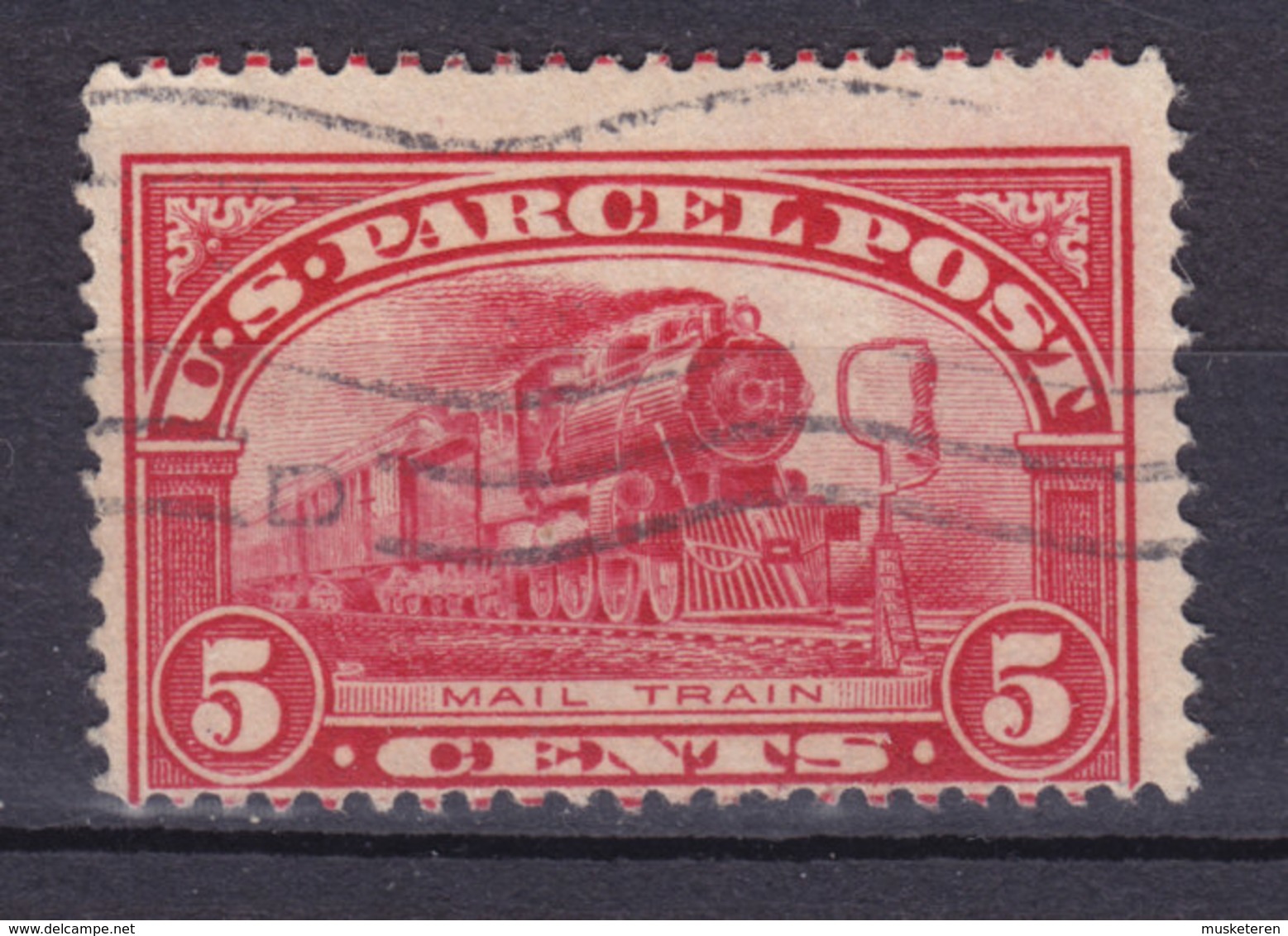 United States Paketmarke 1912 Mi. 5   5c. Postzug Train Locomotive Lokomotive Chemin MISPLACED Print !! - Pacchi