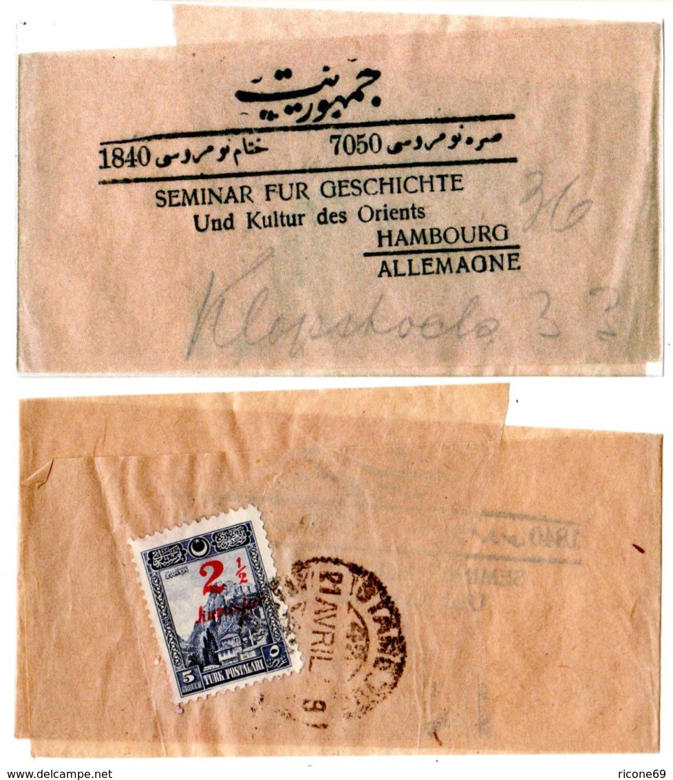 Türkei 1929, 2 1/2 / 5 Ghr. Rücks. Auf Streifband V. Stamboul N. Deutschland - Other & Unclassified